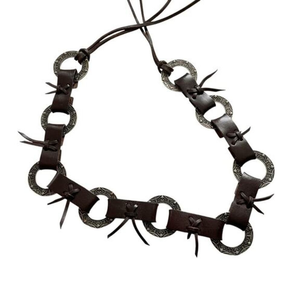 Vintage leather fringe‎ ring belt